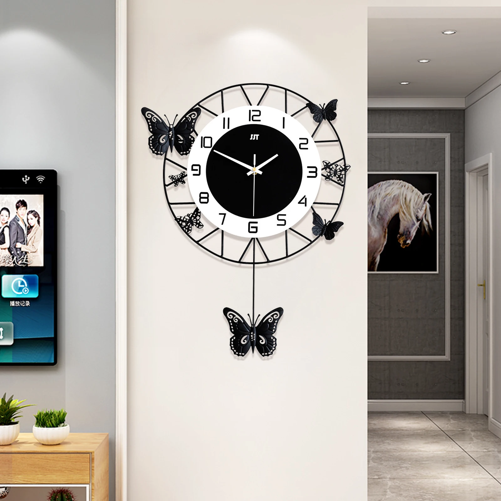 

Butterfly Shaped Wall Clock, 20x13 Inches Modern Silent Non-Ticking & Easy-to-Read Metal Wall Decor for Living Room Office Decor