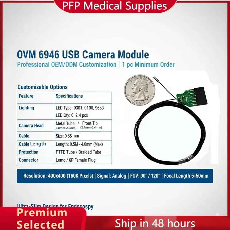 AP08 for ISO13485 OVM6964 Module for Local Assembly 400x400p CMOS Sensor Camera Probe USB 2.0 Interface IP68