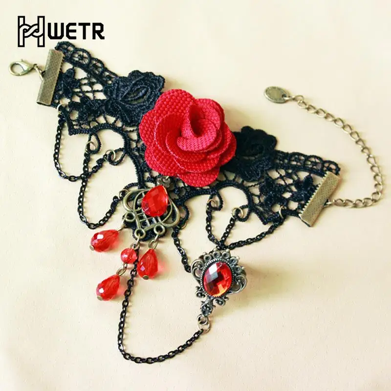 Luvas Steampunk vintage Lace Handwear Engrenagem de Punho de Pulso Feminino Meninas Pulseiras Vintage Traje Jóias Acessórios