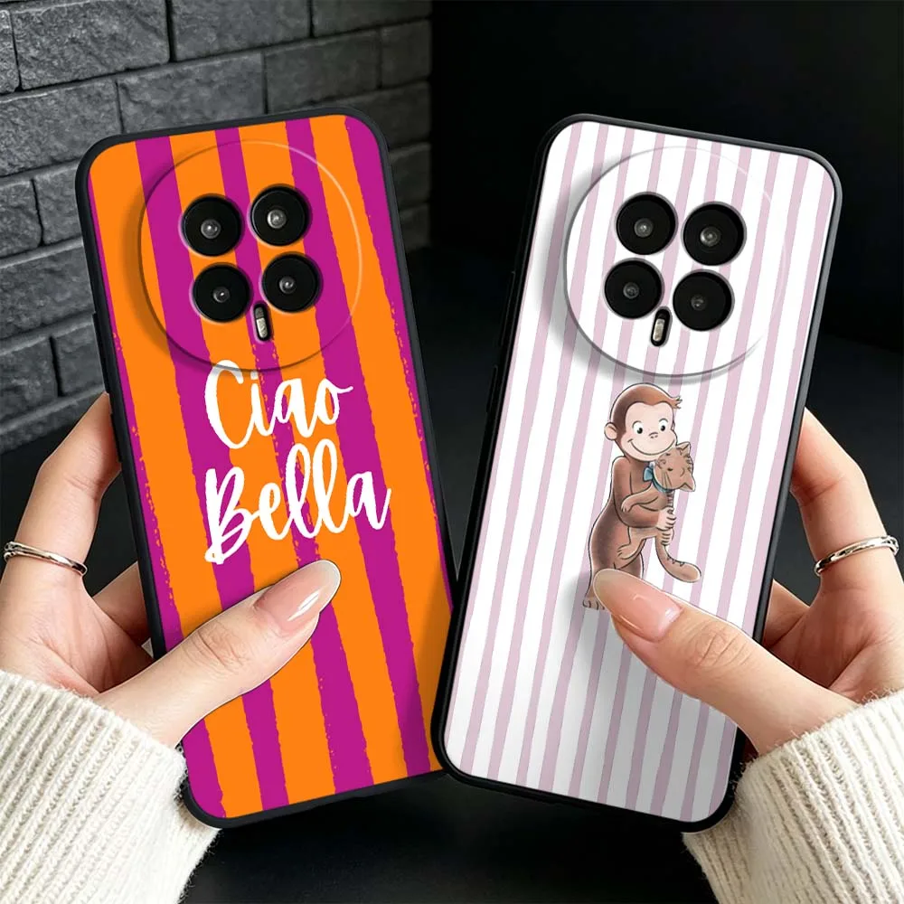 Coque de téléphone souple noire à rayures orange minimalistes pour Honor 400 300 200 100 90 80 70 60 SE Smart Lite Pro Ultra GT 5G