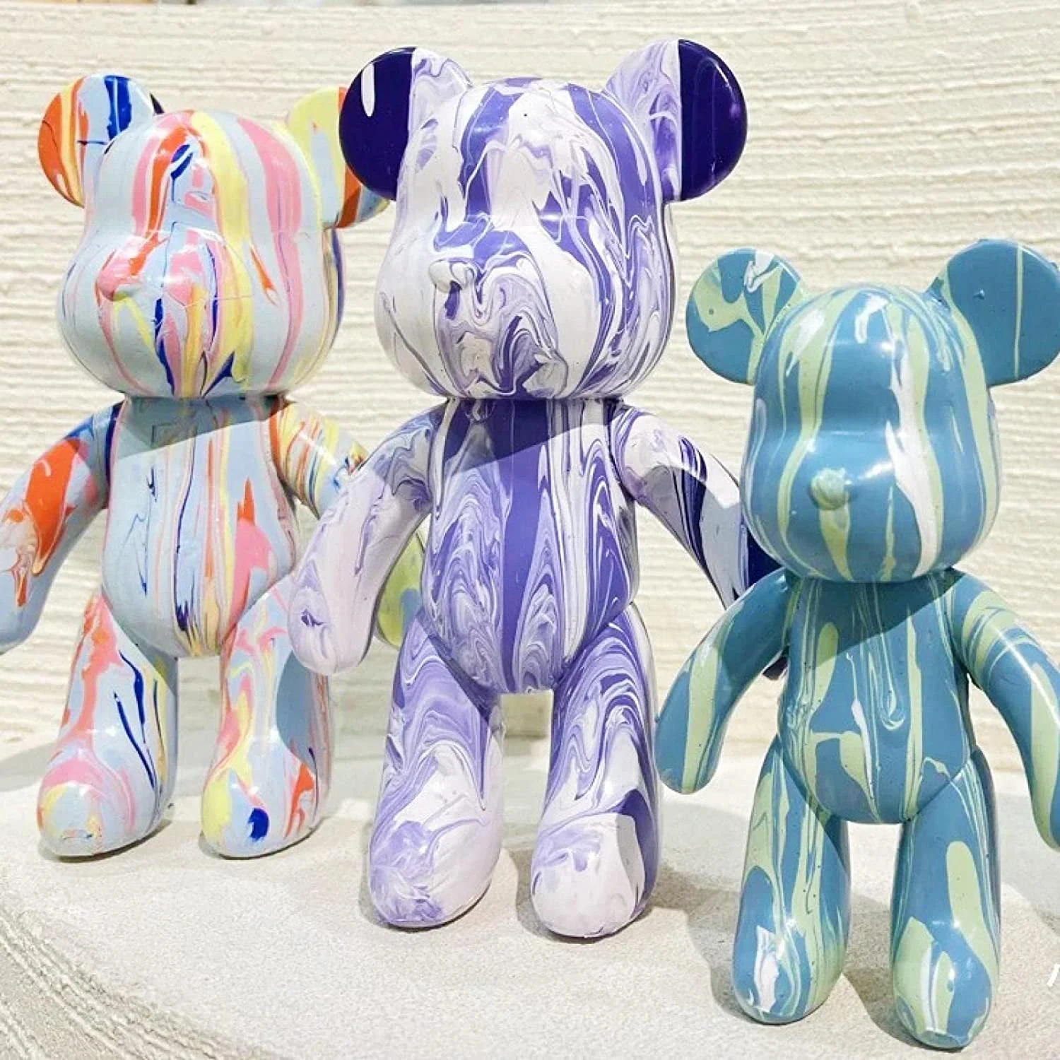 Greative Violent Bear Figure Multiple Colors Acrylic paint DIY Fluid Bear Figure Doll Painting Toy Gift Home Room Decor