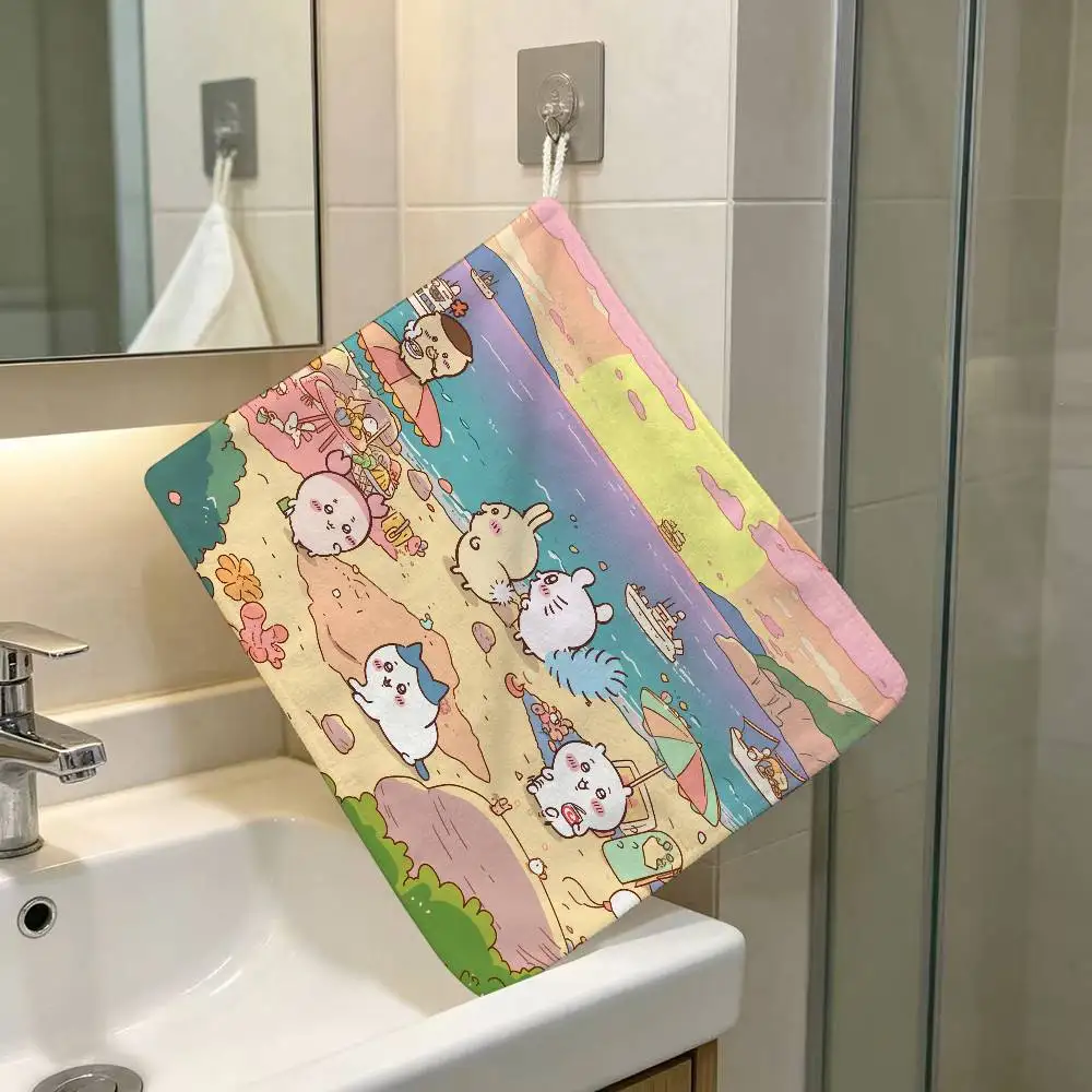 Comic Book City Superhero Polyester Cotton Hanging Kitchen Towel Skin Friendly Hand Wiping Towel For Hotel Cafe Household
