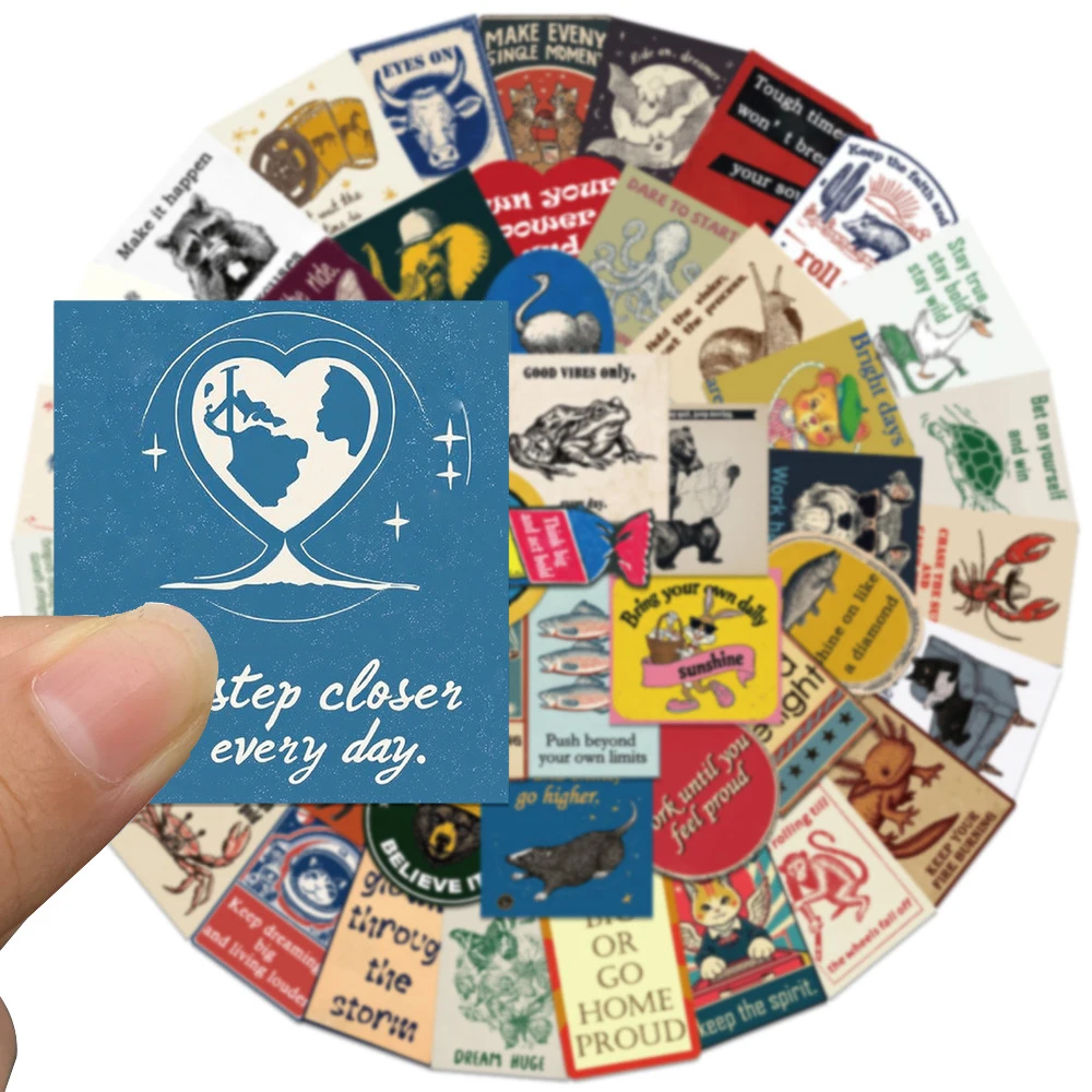

10/30/50pcs American Style Inspirational Animal Stickers Vintage Cartoon Creative Sticker Laptop Suitcase Phone Decals Wholesale