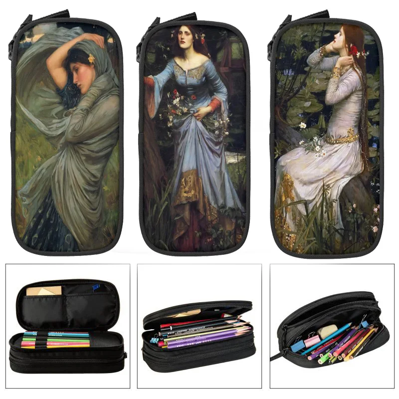 

John William Waterhouse Shoulder Large Capacity Pencil Case Stationery School Supplies Pouch Office Storage Kids Pen Case Box