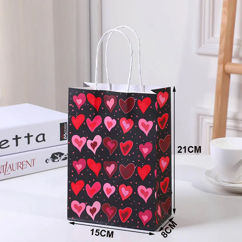 5/10/20/30/40/50pcs sacchetti regalo di san valentino bomboniere con manici 8 modelli borsa per dolcetti di san valentino decorazioni per feste di matrimonio di san valentino