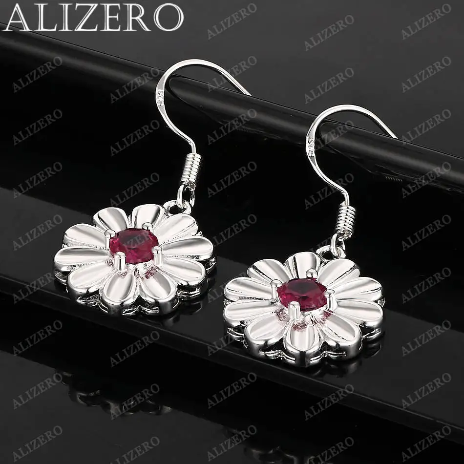 

Серьги из стерлингового серебра 925 пробы с красными цирконами в форме цветов, серьги-подвески для женщин, модные украшения для вечеринок и повседневной носки