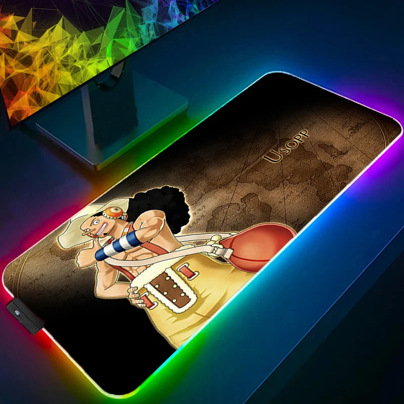 Grande mouse pad uma peça usopp led escritório computador tapete de mesa rgb teclado acessórios tapete jogos xxl mousepad backlight