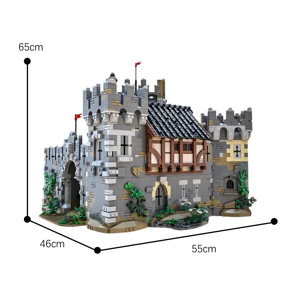 Moc Retro Middeleeuwse Vesting Leeuwenkasteelblokken Set Koninklijke Architectuur Idee Monteren Speelgoed Voor Kinderen Verjaardagscadeaus