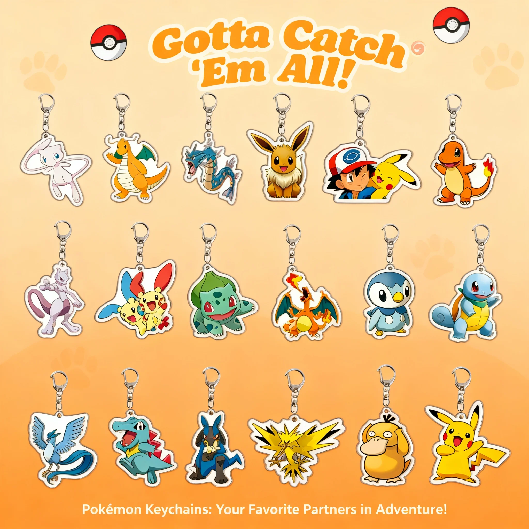 Llavero Acrílico de Doble Cara, Pokémon Generación Avanzada, Pikachu, Colgante para Mochila, Accesorio