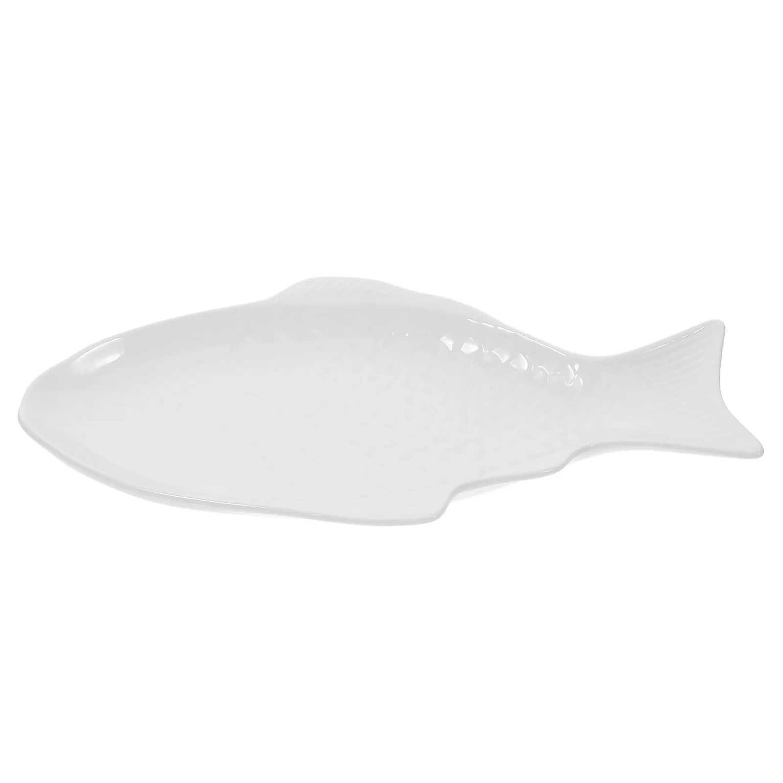 Creative Ceramic Fish Shaped Dish 13 Inches White Multi-Function Serving Platter Snack Storage for Home Restaurant Wedding Party