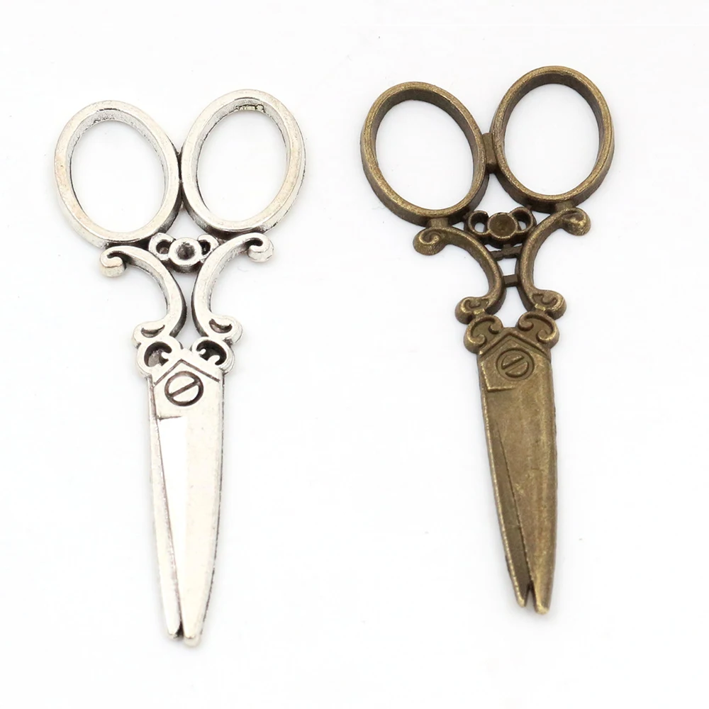 60x25mm 6pcs Antique Bronze and Antique Silver Plated Scissors Handmade Charms Pendant:DIY for bracelet necklace