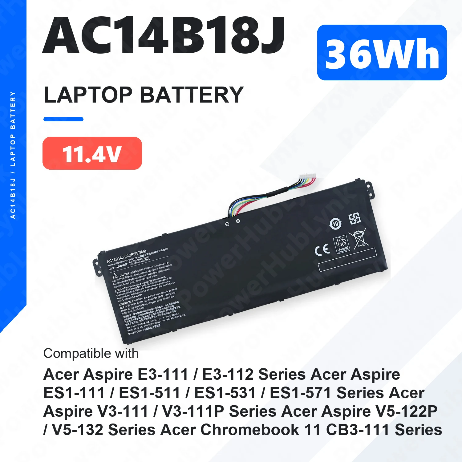 AC14B18J 11.4V 36Wh Laptop Battery For Acer Aspire E3-111 ES1-511 V3-111 V5-122P V5-132 AC14B13J ES1-531 E3-112 KT.0040G.004