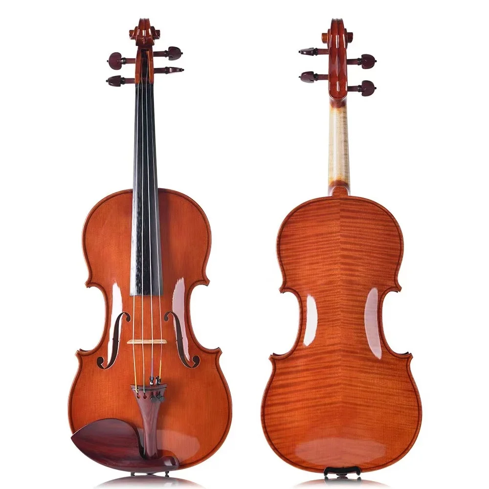 4/4 Size Factory Basswood Matte Color Acoustic Violin With EQ Artificial Flame Pattern Beginner Fiddle Musical Instrument