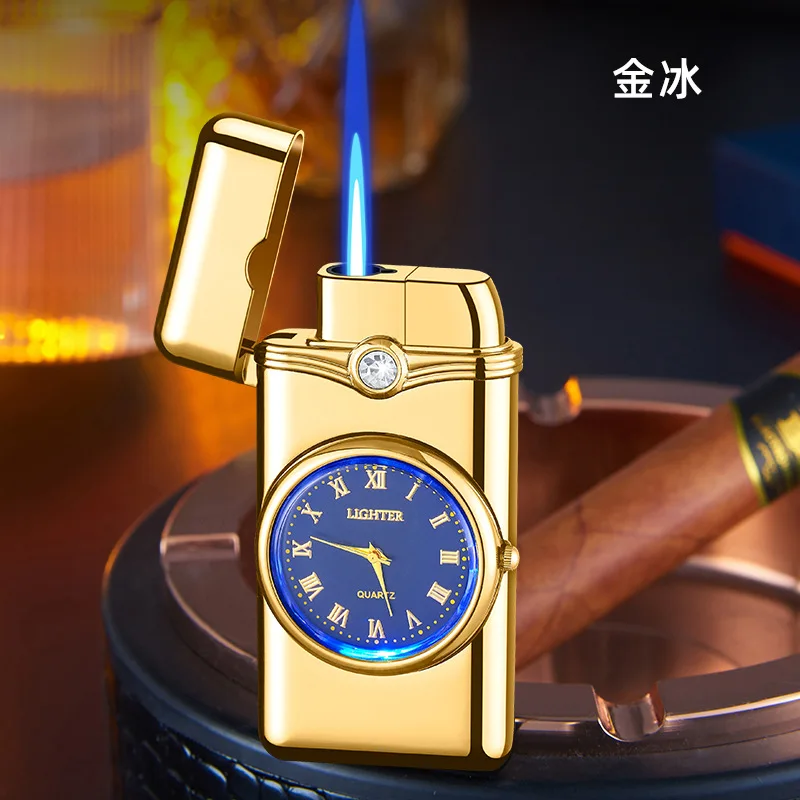 

Зажигалки для курения, аксессуары для сигарет, часы, надувная зажигалка с циферблатом, стильная прямая зажигалка с бриллиантами (БЕЗ ГАЗОВ)