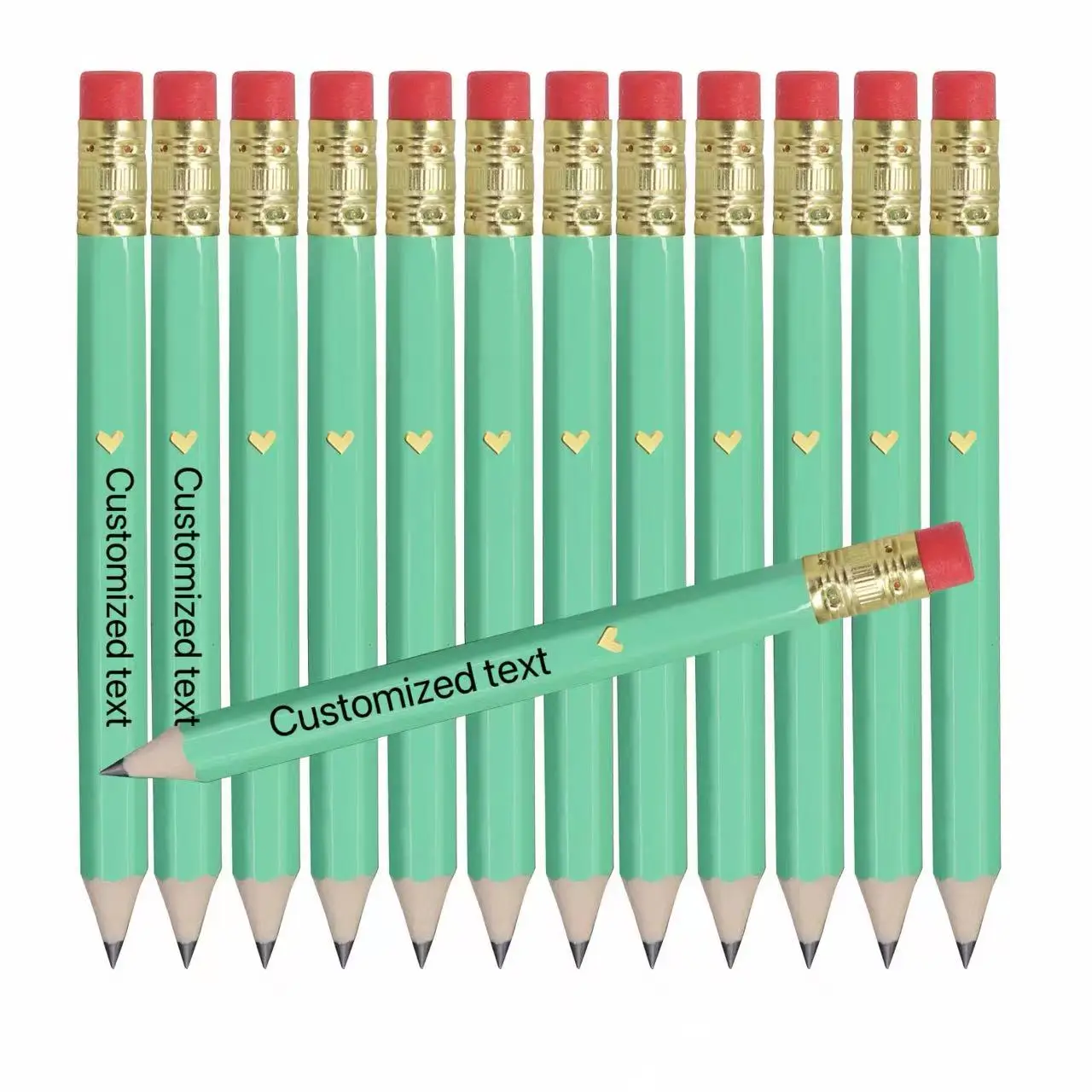 17, 23, 37, 43 Pieces of Personalized Wooden Pencils with Unique Text, 10Cm/3.93In Custom Personalized Text Style Wooden Pencils, Wedding Stationery Pencil Set, Country Wedding Guest Gift, Unique Engraved Pencil Set, Laser Engraved Names, Wooden Pencils