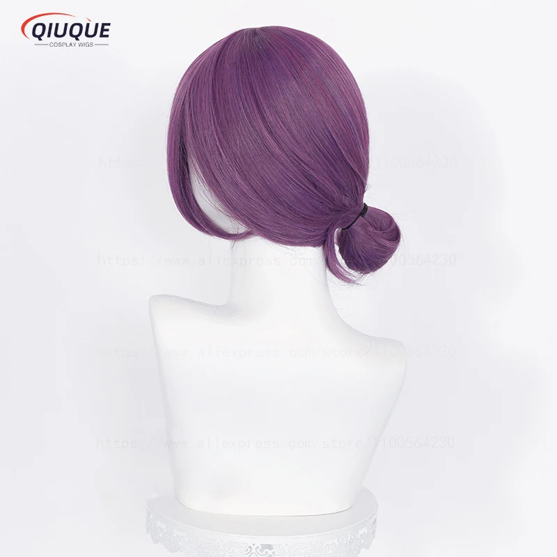 

Высококачественный парик для косплея Резе из аниме, 45 см, фиолетовый парик с косичками, термостойкий, из синтетических волос + шапочка для парика