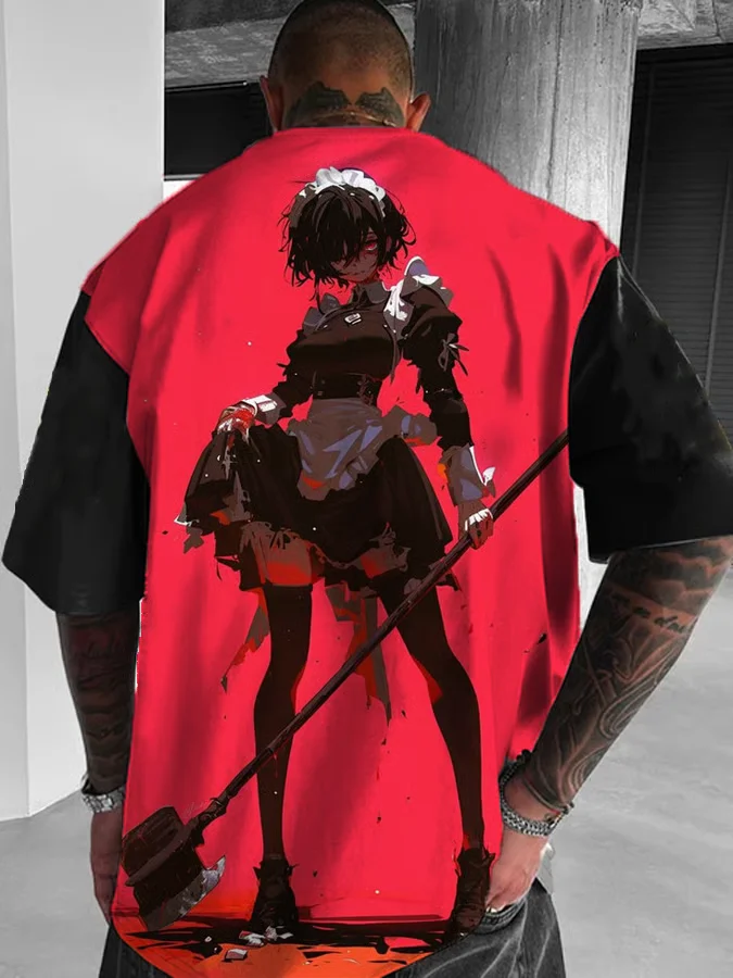 Summer Men's T-Shirts 3D Sexy Beauty Print Casual Street Trend Anime Character Tee Top Loose Oversized Short Sleeve T Shirt