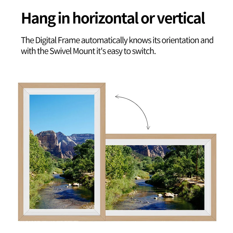 Wall Mount OEM Art Oil Picture Video Screen Wood WIFI APP Android 32inch Large Digital Picture Frame Lcd Display