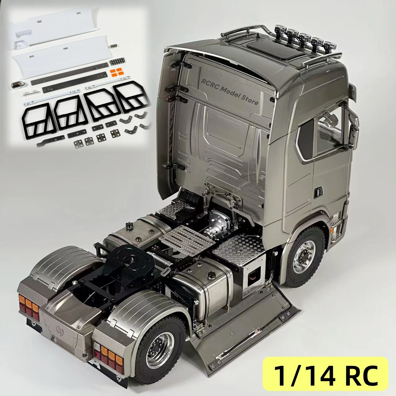 1/14 RC 770S 4x4 Seitenschweller-Kit mit Lichtern für Tamiya Scania 770S 1/14 RC Traktor-LKW-Sattelauflieger Teile Zubehör MD-CQ-02