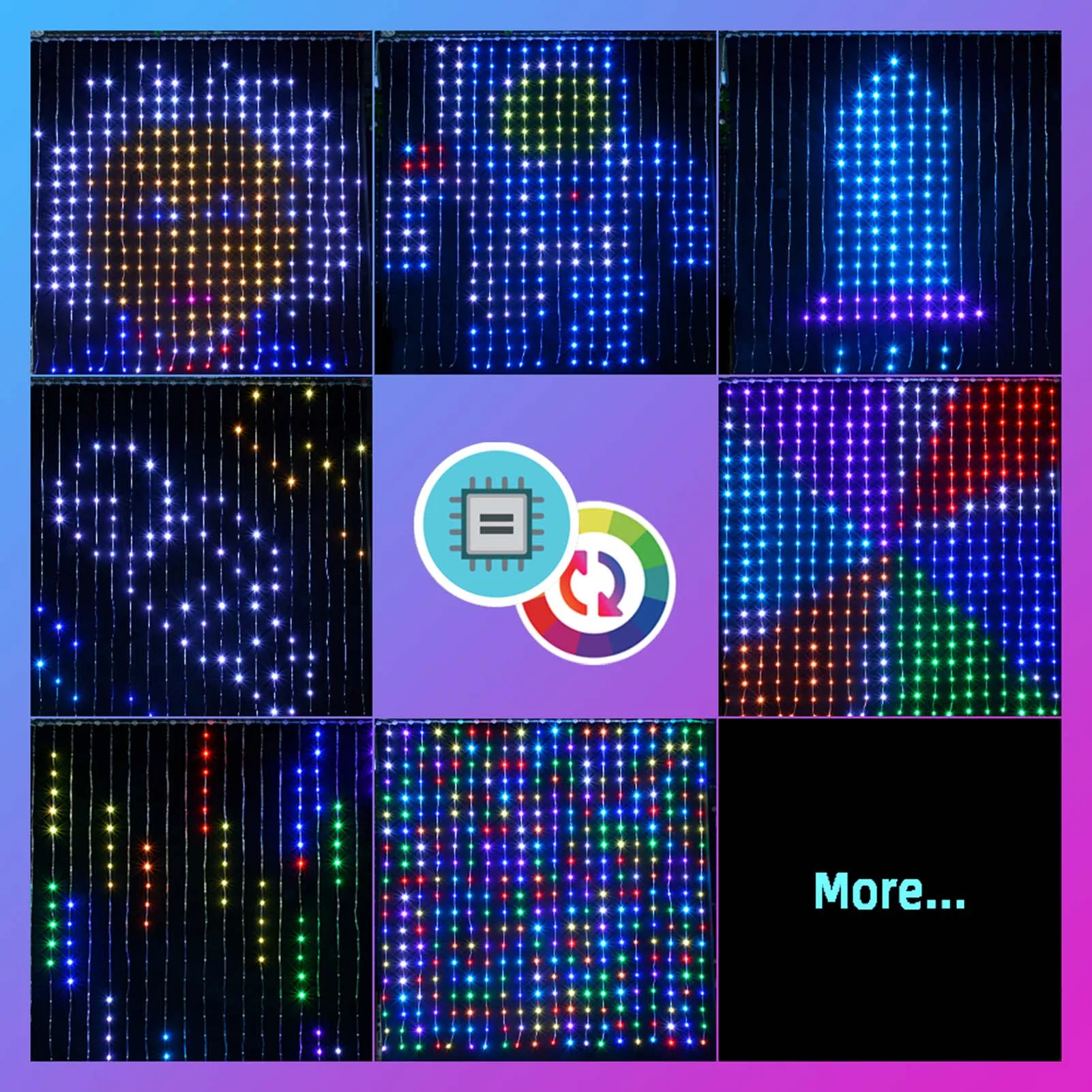 400 LED Curtain Lights RGB Color Changing for Bedroom Party Decoration Smart APP Control Waterproof Fairy String Lights