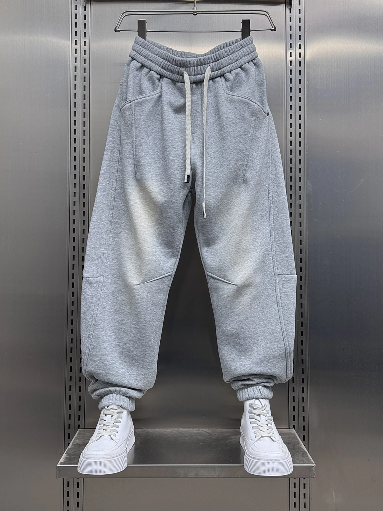 

Men's Loose Fce Lined Dstring Harlan Casual Pants Autumn Winter Faion Brand Patchwork Cuffed Sweatpants Street Sle ...