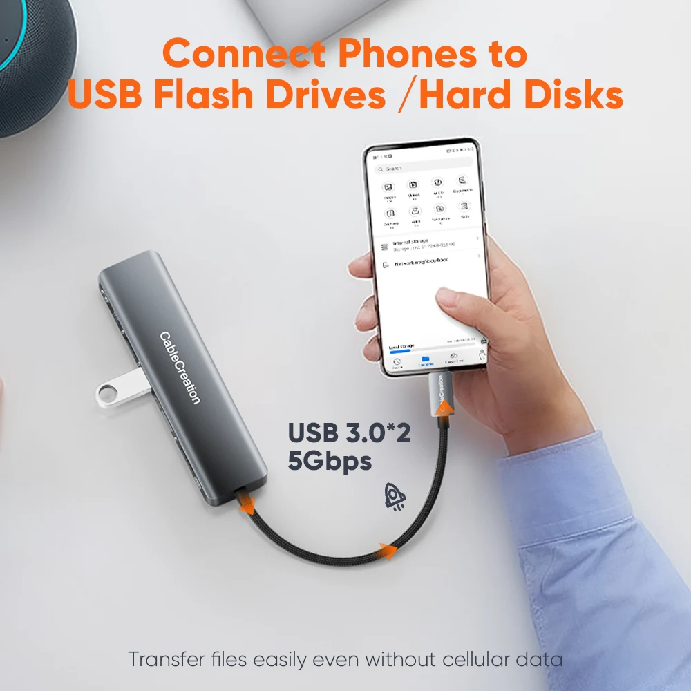 CableCreation 7 IN 1 convertitore Hub USB tipo C con HDMI 4K 60Hz USB 3.0 RJ45 PD 100W ricarica rapida SD TF tipo C Dock per Laptop