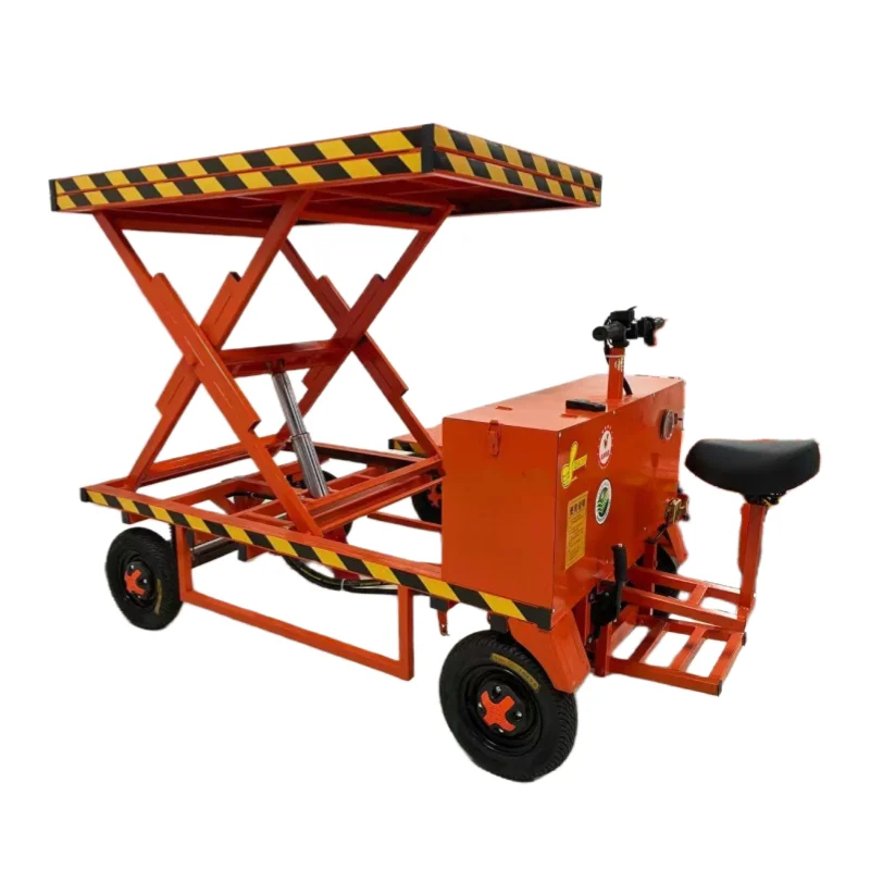 

for-500KG Adult Ride-on Hydraulic Four-wheel Vehicle, Lifting Scissor Platform with Fence for Farm@