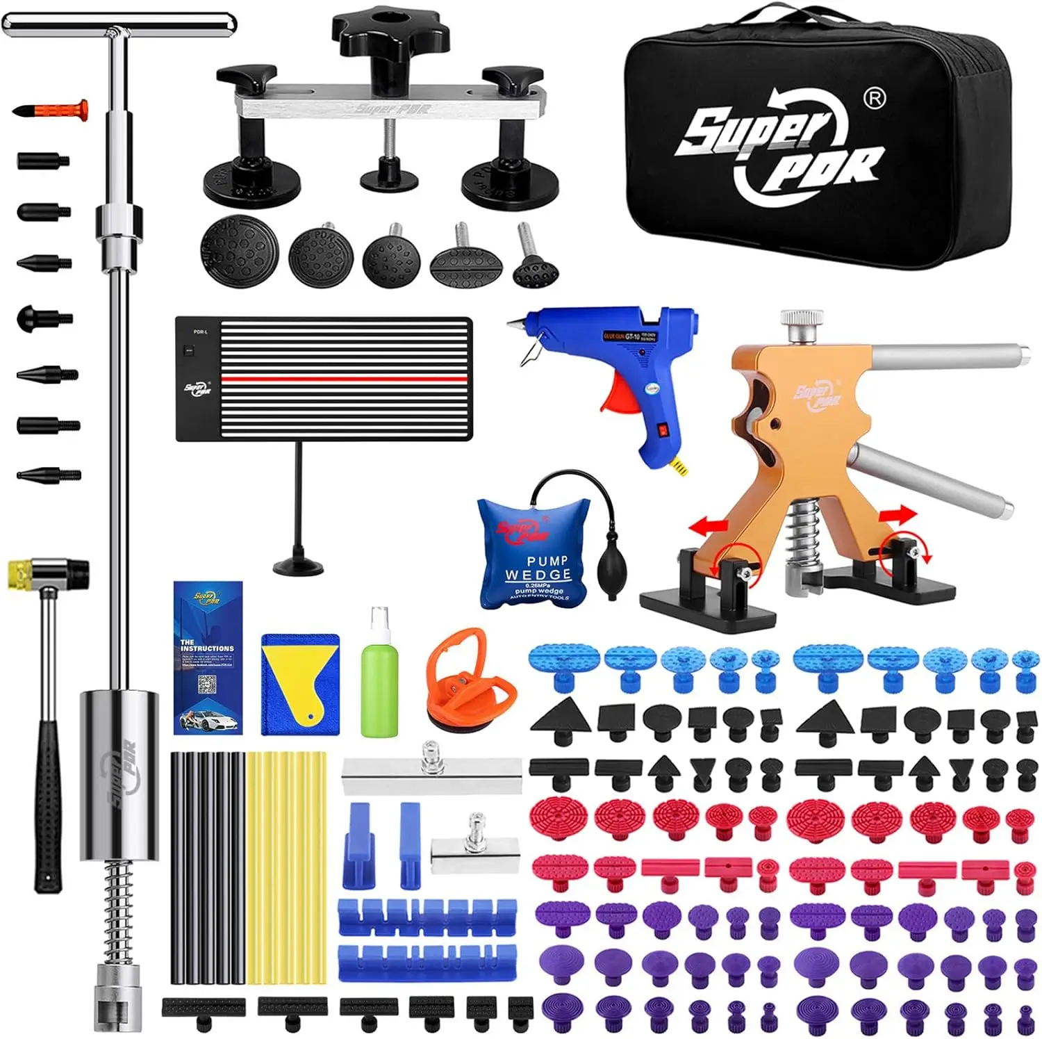 

148PCS Paintless Dent Repair Kit with LED Light Board - Removes 99% Car Dents in 30 Minutes for All Sizes