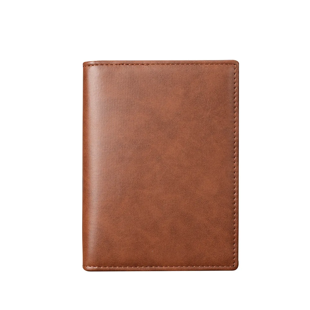 1146 Unisex Brown Folding Leather Passport Bag, Casual Vertical Wallet, Travel Retro Crazy Horse Pickup Bag