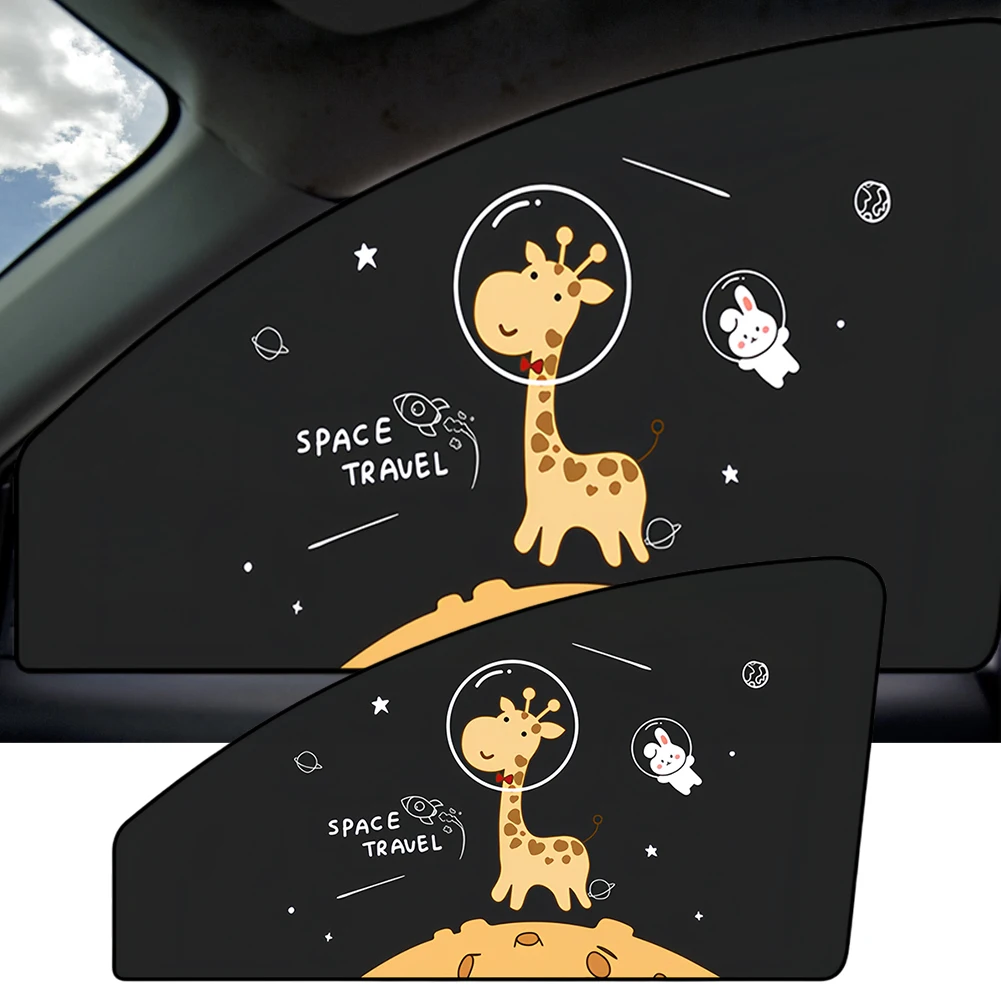 Cartoon Side Window Sunshade Cute Giraffe Magnetic Auto Sunscreen Curtain Foldable Car Side Window Curtain for Kid Baby Children