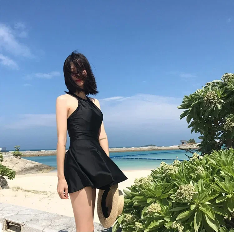 

2026 Plus Size Women's Sexy One-Piece Swimsuit with Skirt