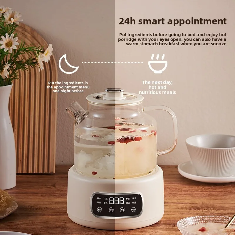 

Health pot No glue Office tea making special kettle Full glass pot body Flower teapot Cross-border 110V voltage