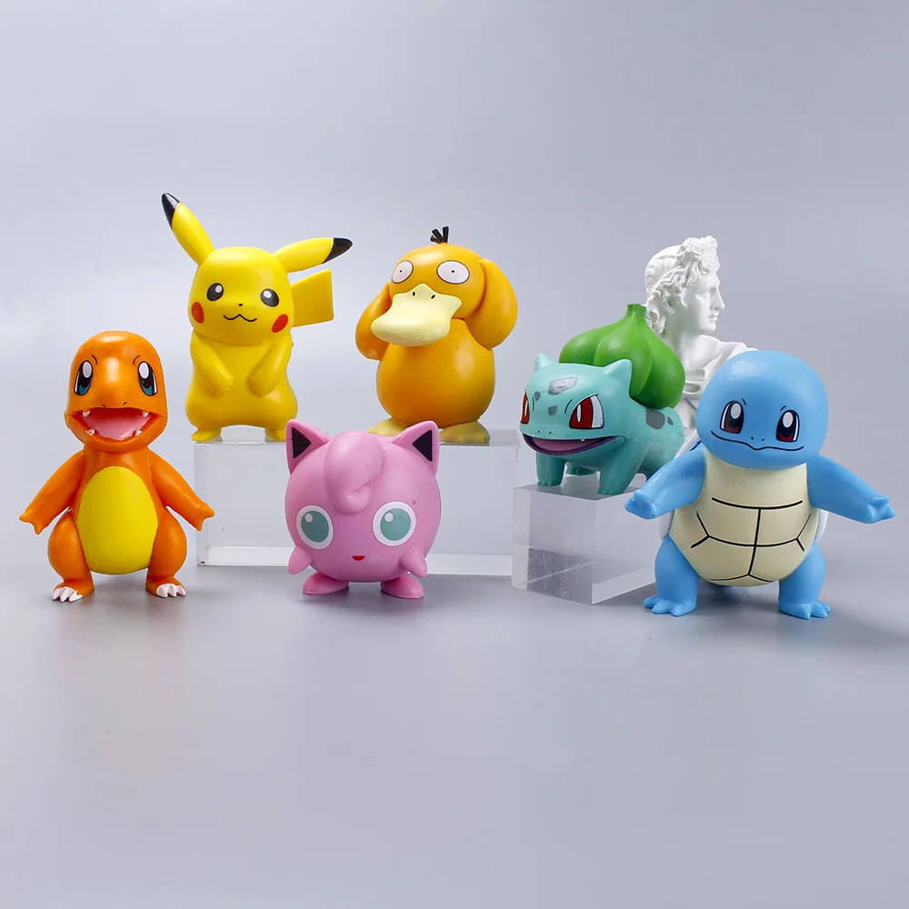 6Pcs/Lot Pokemon Anime Toys Cute Pikachu Psyduck PVC Cake Decoration Ornaments Action Figure Doll Model Children Birthday Gifts