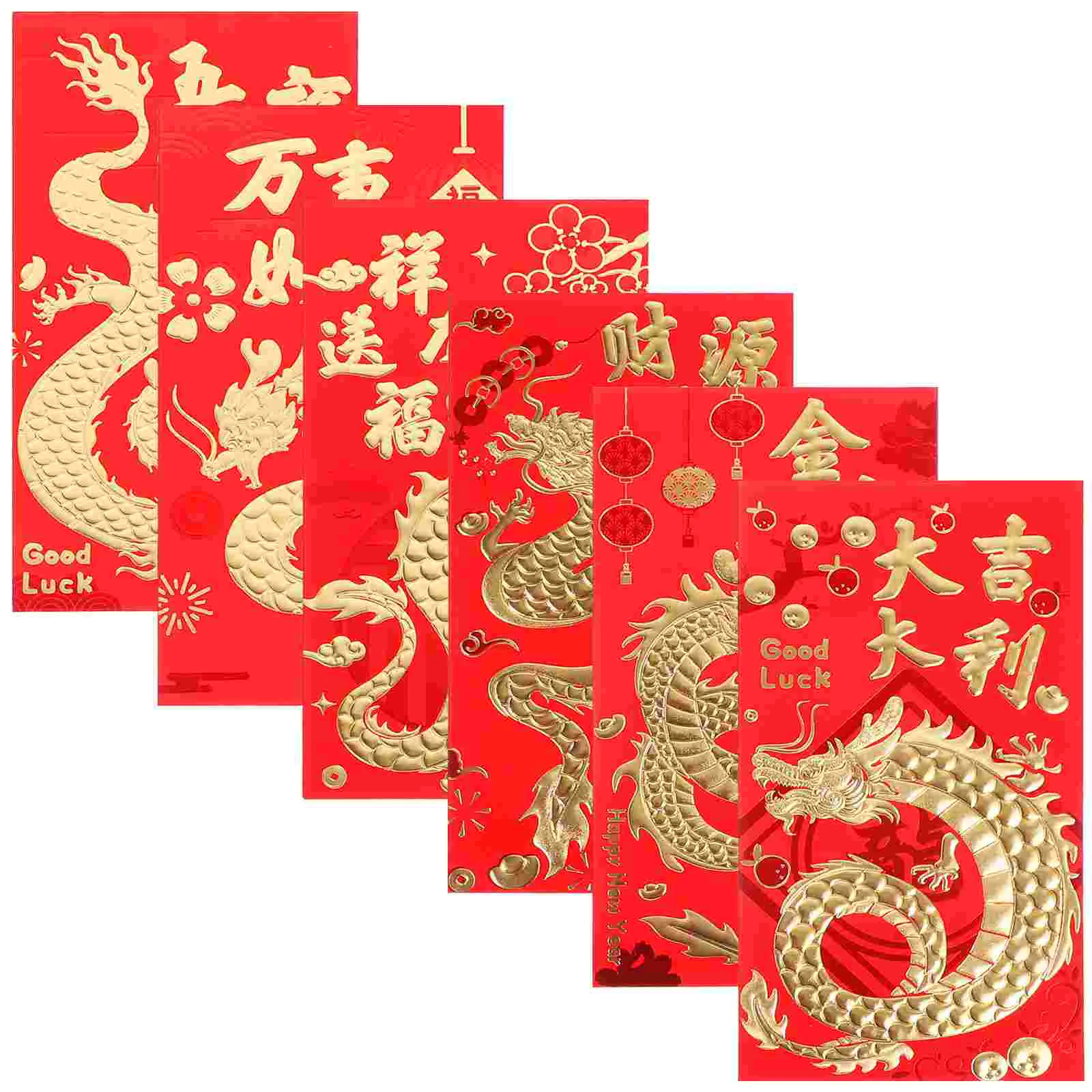 

30 Pcs Luck China 2024 Year of The Dragon Red Envelope Money Bag Cash Envelopes Thousand Yuan