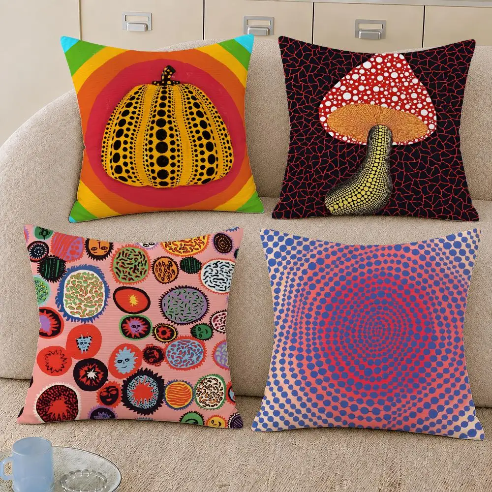 Artist Yayoi Kusama Infinity Dots Cushion Cover Decorative Pillowcase Soft Short Plush Cozy Durable Sofa Home Decor Items Gift