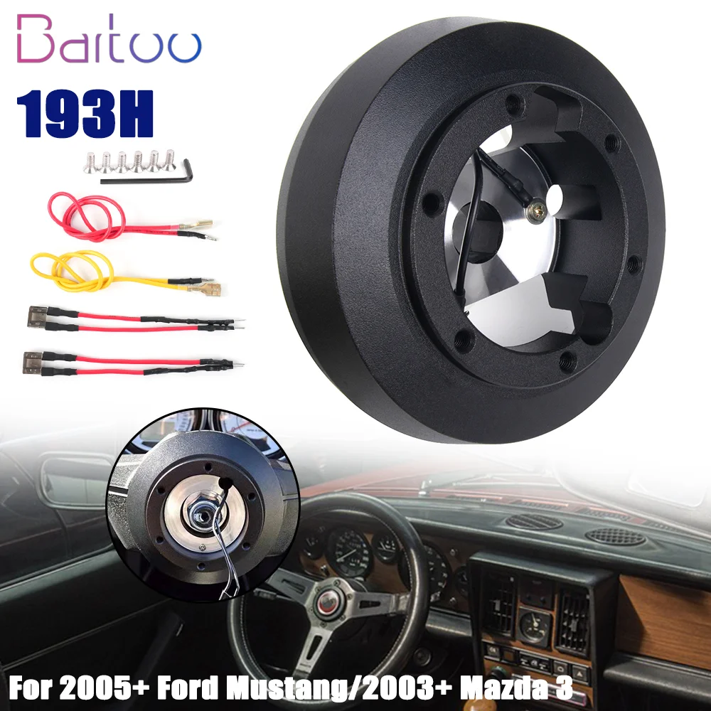 

Bartoo-193H Steering Wheel 6 Bolt Short Hub Adapter Compatible With 2005+ Ford Mustang 2003+ Mazda 3 QR069