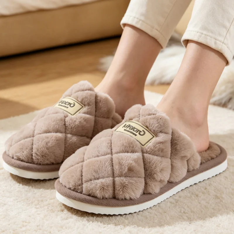2026 Winter Warm Plush Women Soft Slippers Men Indoor Non-slip Warm Sandals Couples Comfort Flat Heel Indoor Bedroom Slides view 5