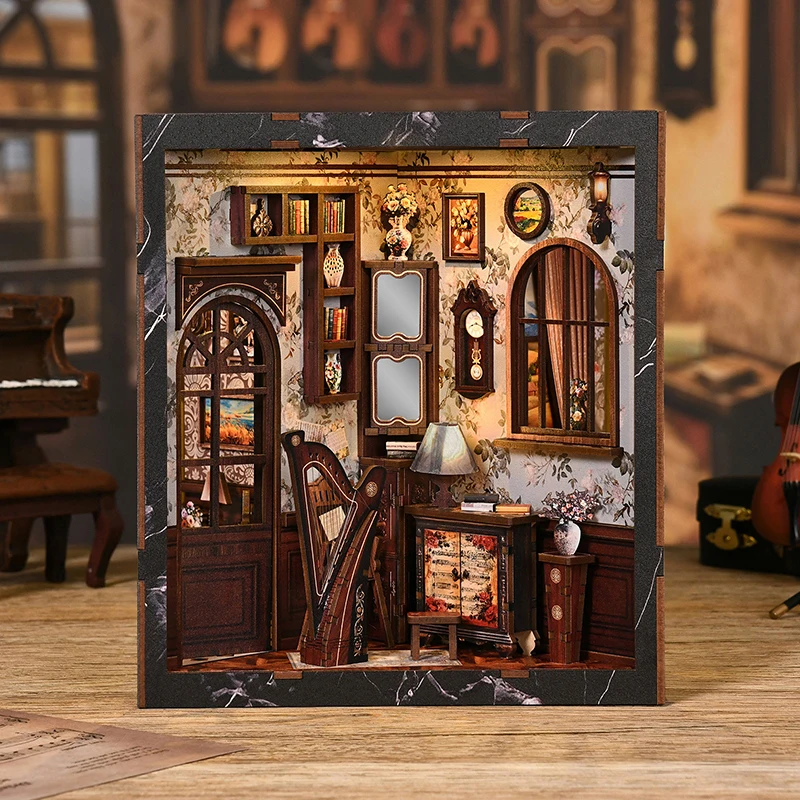 Book Nook DIY Miniature House Kit a Miniature House Wood Model Build with Furniture a Complete Craft Set DIY Wooden BookNook
