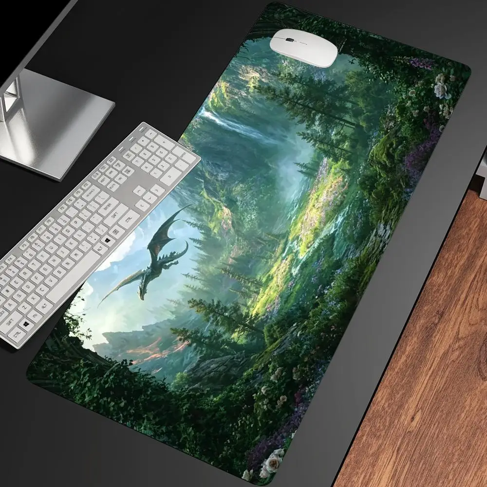 Fantasy Dragons Landscape Mousepad Pc Accessories Desk Interior Gaming Mats Carpet Mouse Mat Office Decor Gamer Setup Decoration