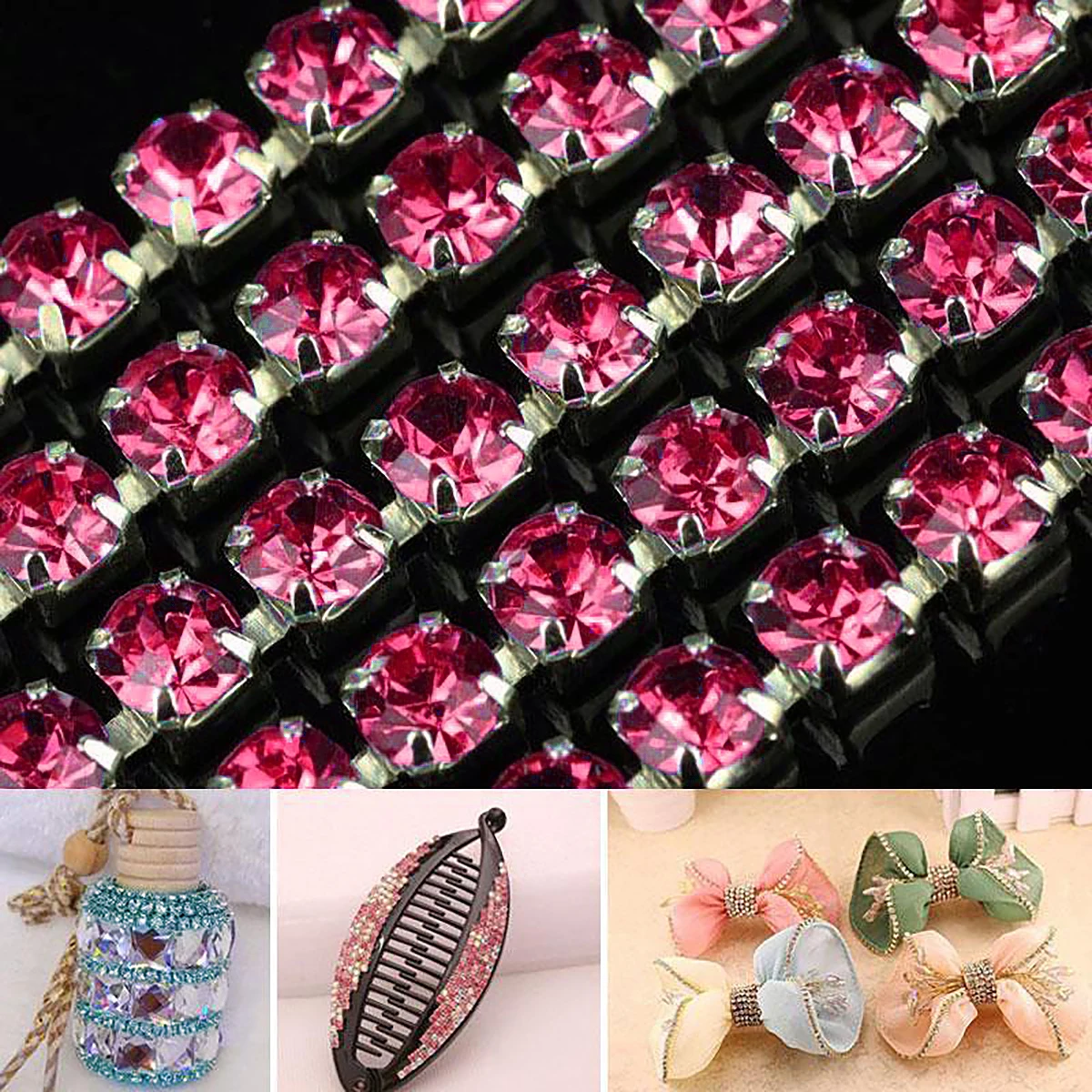 

Rhinestone Chain 10M Crystal Jewelry Crafts Trim Sewing Sparkly Glass Accessories for Dress H bags Shoes Wedding Decor