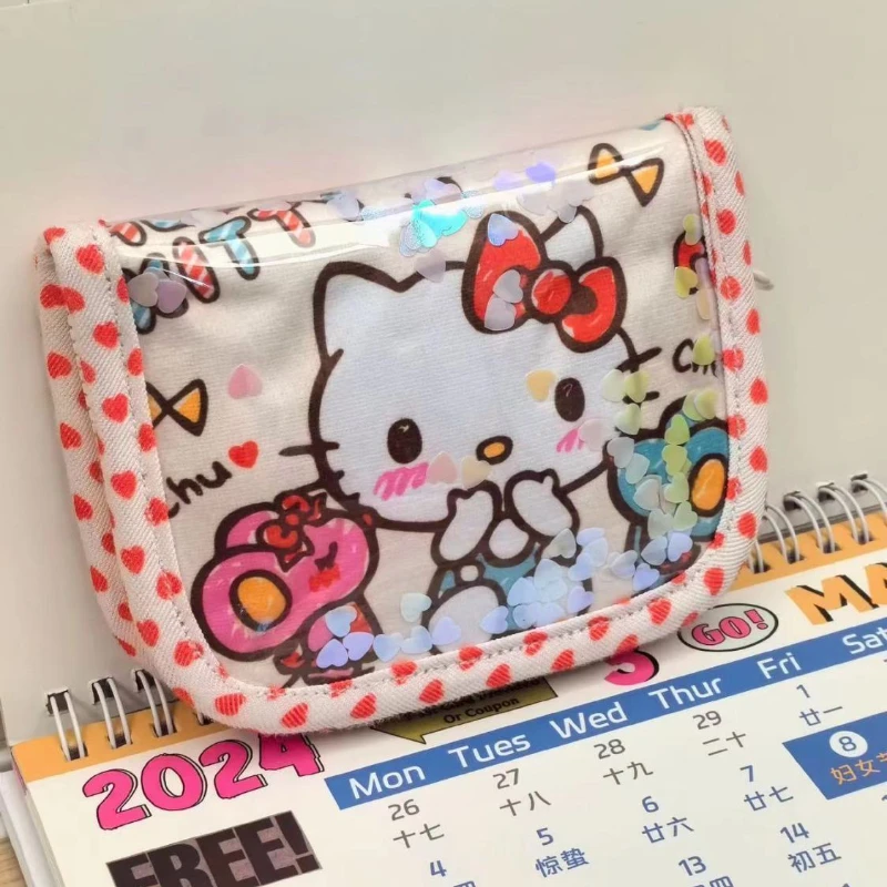 

Anime Sanrio peripheral wallet HelloKitty accessories multi-functional transparent portable quicksand card holder coin purse