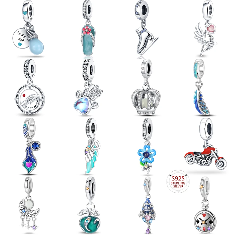 

Hot Original S925 Sterling Silver Charm Pendant for 3mm Bracelet Bangles, Exquisite Luxury Jewelry Holiday Gift Women