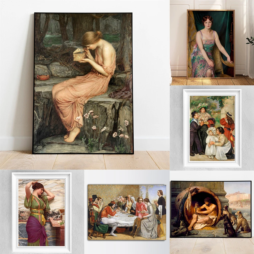 John Everett Millais Isabella Oil Painting Prints Vintage European Portrait Canvas Painting Dinner Party Wall Art Print Poster