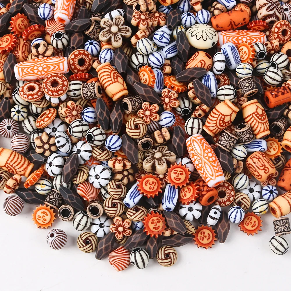 Random Acrylic Spacer Beads Loose Beads Supplies Big Large Hole Charm for Necklace Bracelet Making Diy Jewelry Materials 20g