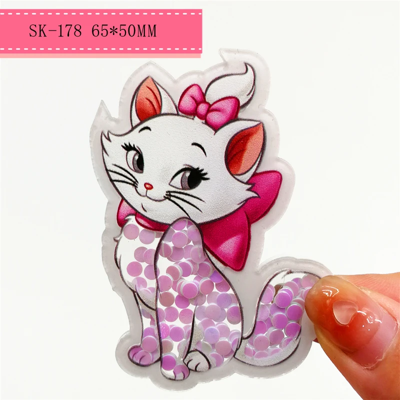 1pcs cartoon marie cat Quicksand Acrylic Sequins custom Shaker Resins DIY bow center SK-178