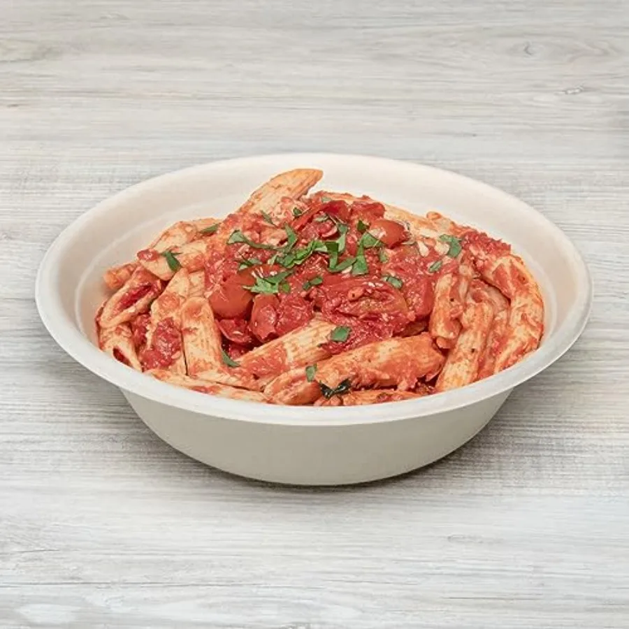 PFAS Free Bagasse Round Bowl, Druable and Microwaveable, Natural color - 500 pcs