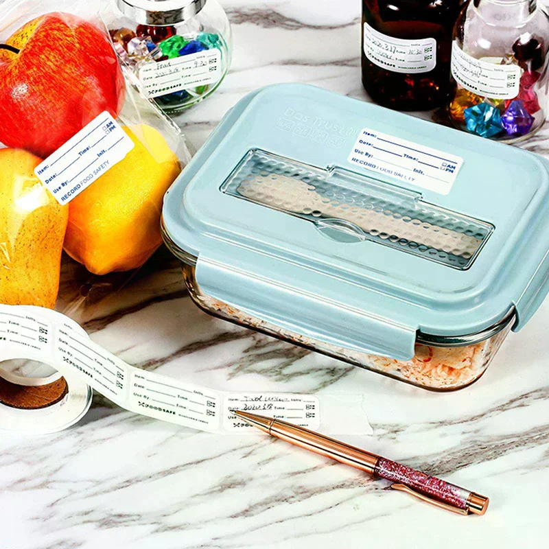 500/roll Kitchen Stickers Self-Adhesive Removable Refrigerator Freezer Food Storage Date Contents Label Kitchen Tools