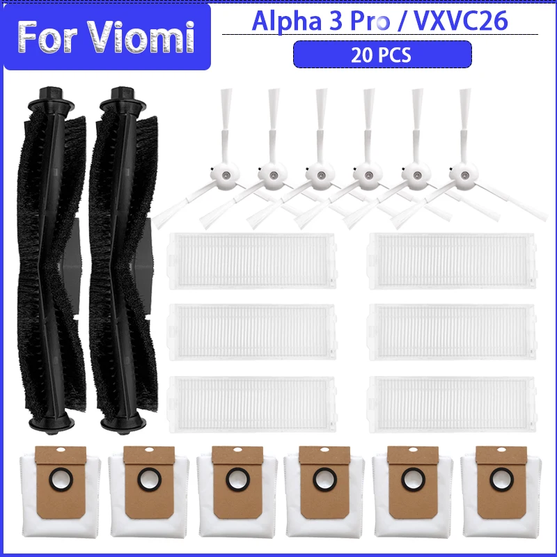 

Roller Side Brush Hepa Filter Dust Bags For VIOMI Alpha 3 Pro / VXVC26 Robot Vacuums Accessory Part Replacement Spare