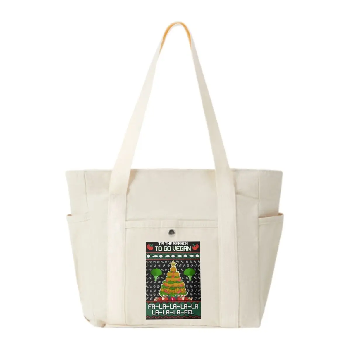 

Vegan Christmas Falafel Art Themed Design Casual Canvas Tote Women's Basic Vintage Work Commute Bag