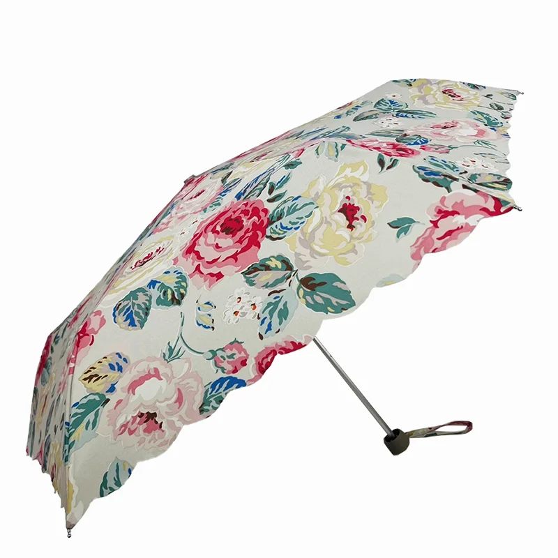 97cm Wave Lace Forest Rose sun and Rain Dual Use Sun Umbrella Sunscreen and UV Protection UPF50+Ultra Lightweight Foldable